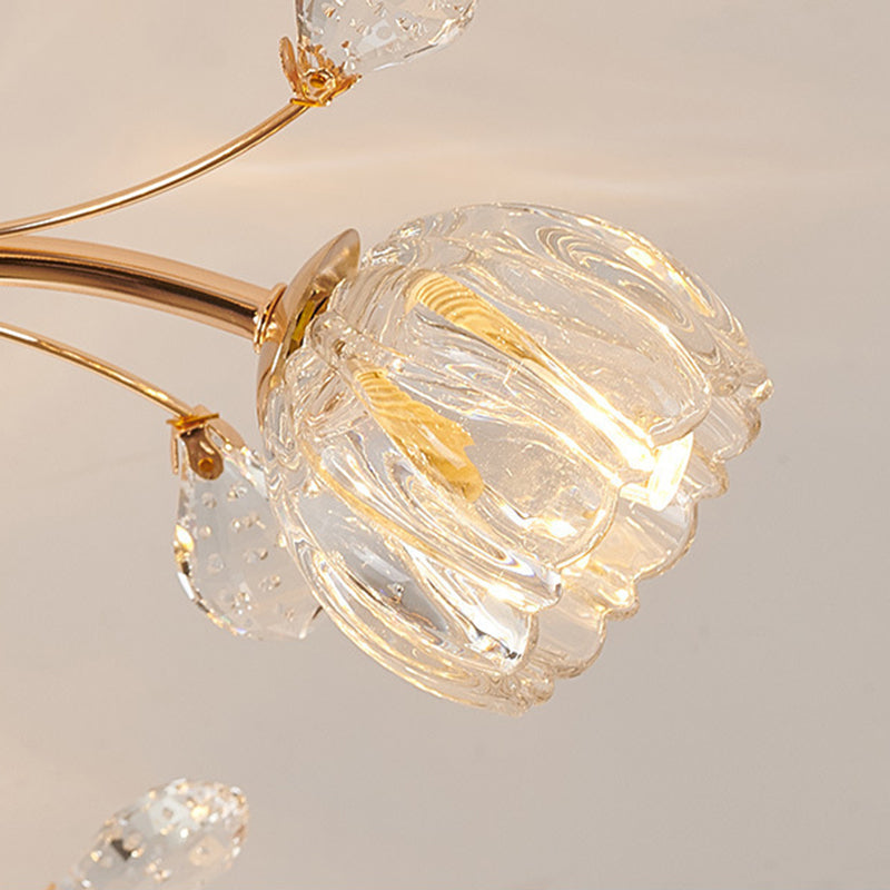 Luminaire de plafond de salon en métal de plafonnier encastré moderne avec abat-jour en verre