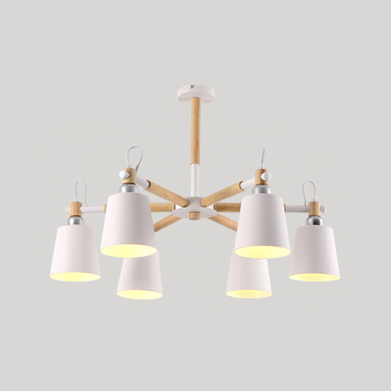 Wooden Cone Shape Pendant Lighting Fixture Simple-Style Ceiling Chandelier for living Room