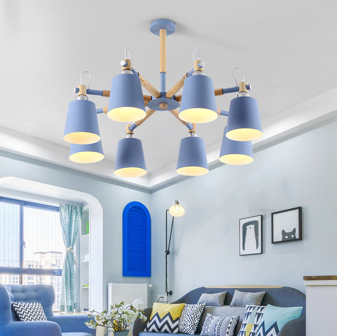 Hölzerne Kegelform Pendelleuchte Leuchte Einfacher Deckenleuchter im Wohnzimmer