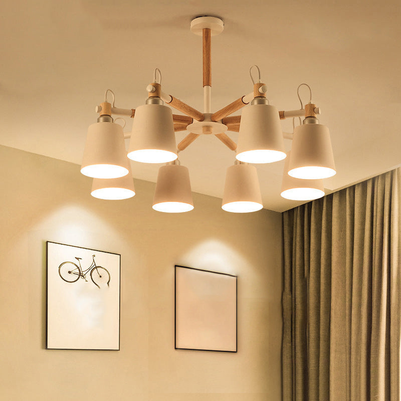 Hölzerne Kegelform Pendelleuchte Leuchte Einfacher Deckenleuchter im Wohnzimmer