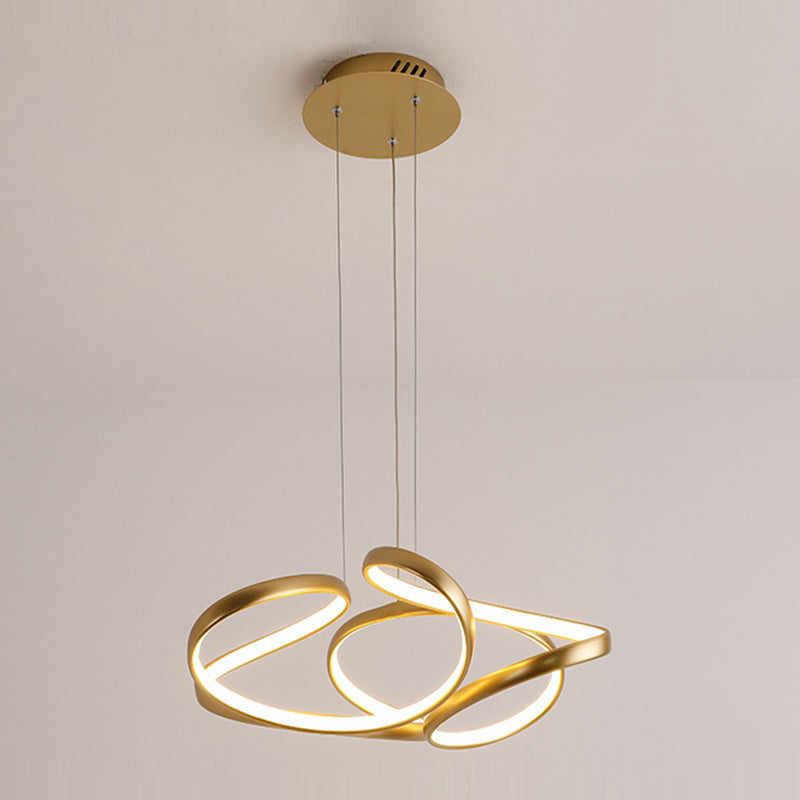 Metal Waving Chandelier Pendant Light Simple Style LED Chandelier Lamp