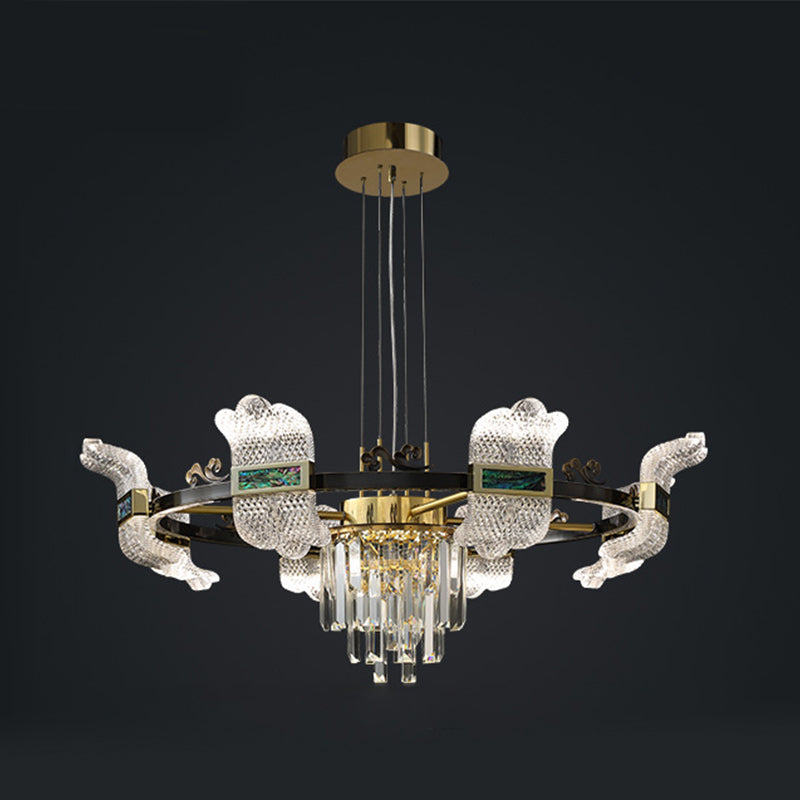 LED -Kronleuchterbeleuchtung moderner Kronleuchter -Anhänger Licht mit Glasschatten für Schlafzimmer