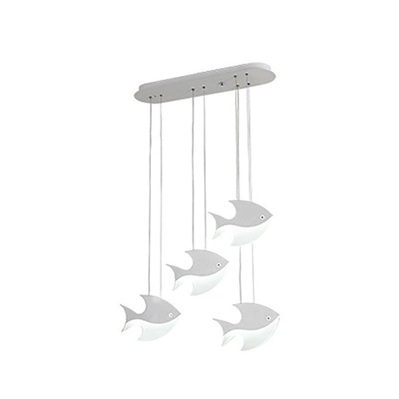 Fish Shaped LED Pendant Light Metallic Minimalist Multiple Hanging Light for Dining Room