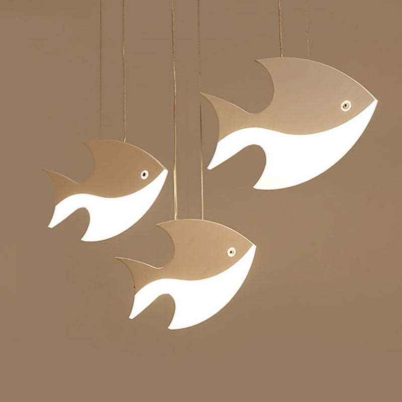 Fish Shaped LED Pendant Light Metallic Minimalist Multiple Hanging Light for Dining Room