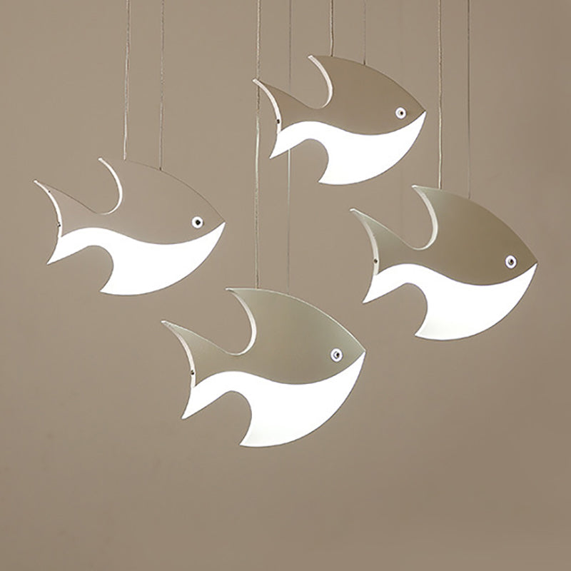 Fish Shaped LED Pendant Light Metallic Minimalist Multiple Hanging Light for Dining Room