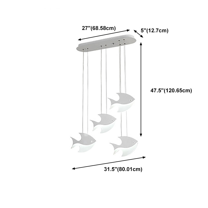Fish Shaped LED Pendant Light Metallic Minimalist Multiple Hanging Light for Dining Room