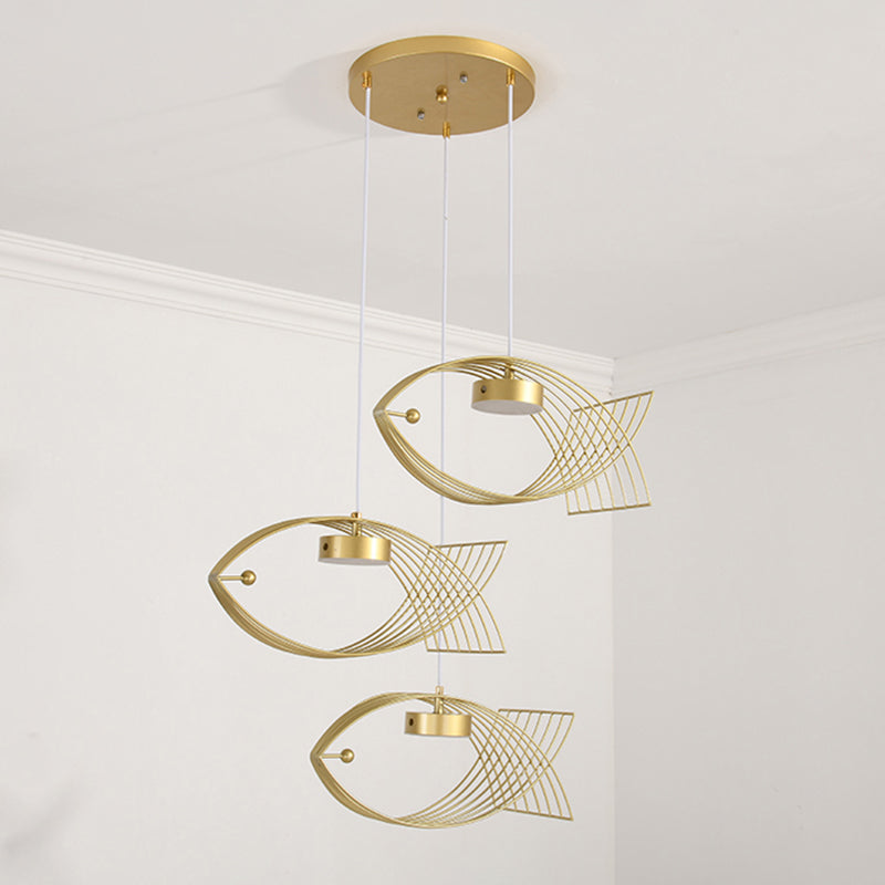 Luz colgante de pescado artístico Minimalista Metal Comedor LED LECHE