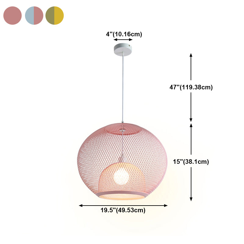 Éclairage à mailles de fil de fer Light Macaron Style 1 Hier Globe Suspension Lumière