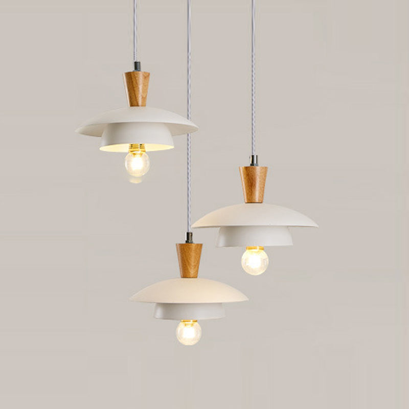 Saucer Pendant Lamp Wooden Nordic Hanging Light Fixture for Dining Room