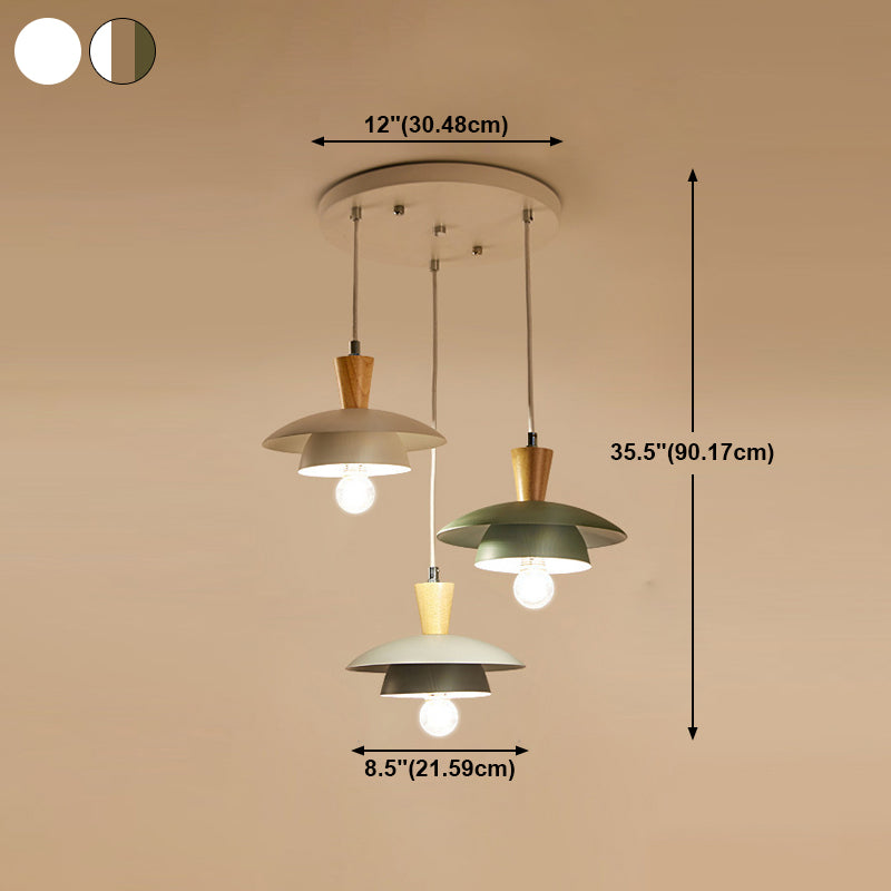 Saucer Pendant Lamp Wooden Nordic Hanging Light Fixture for Dining Room