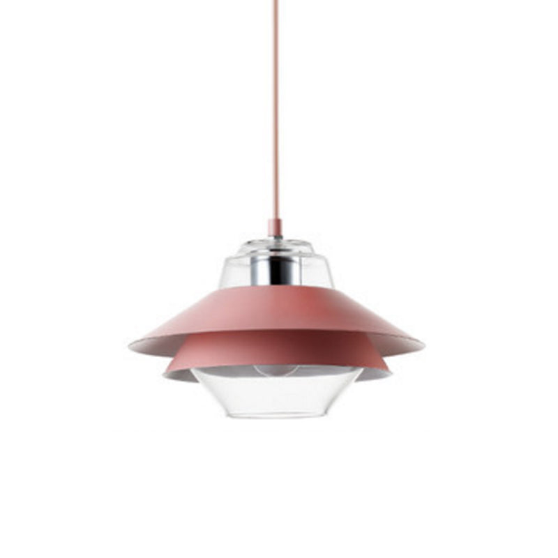Macaron Small Pendant Lampe Suspension Light avec une teinte en verre pour salle à manger