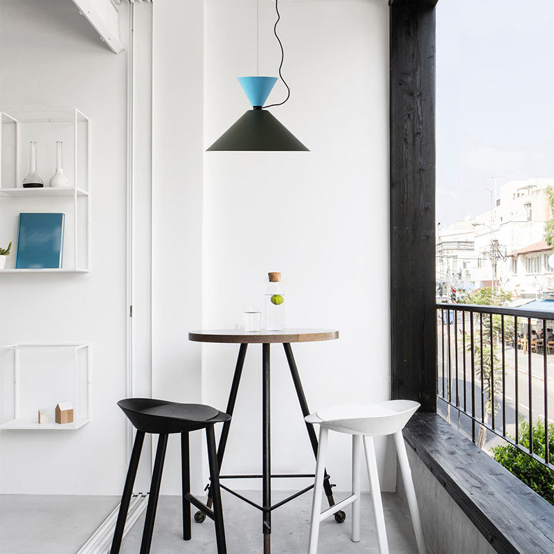 Macaron Color Block Suspension Lighting Aluminum 1 Bulb Pendant Light for Dining Room