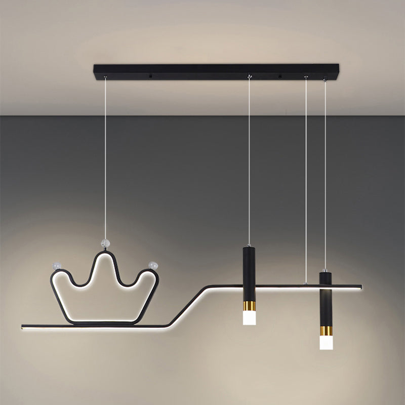 Metallkrone Anhänger Licht stilvolle minimalistische LED -LED -Lampe für Esszimmer