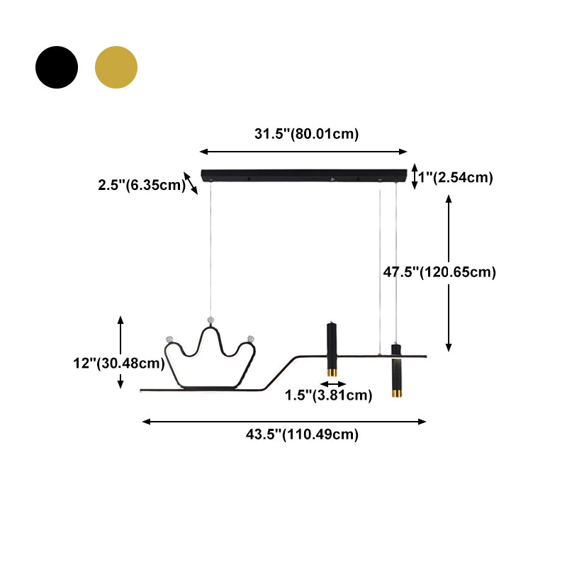 Metallkrone Anhänger Licht stilvolle minimalistische LED -LED -Lampe für Esszimmer