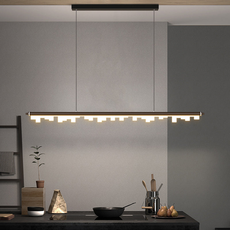 LED Pendant Light Fixture Linear Shape Hanging Lamp with Acrylic Shade for Dining Room