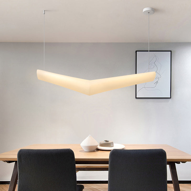 V Shape Island Light Minimalist Led colgante de plástico para comedor para el comedor