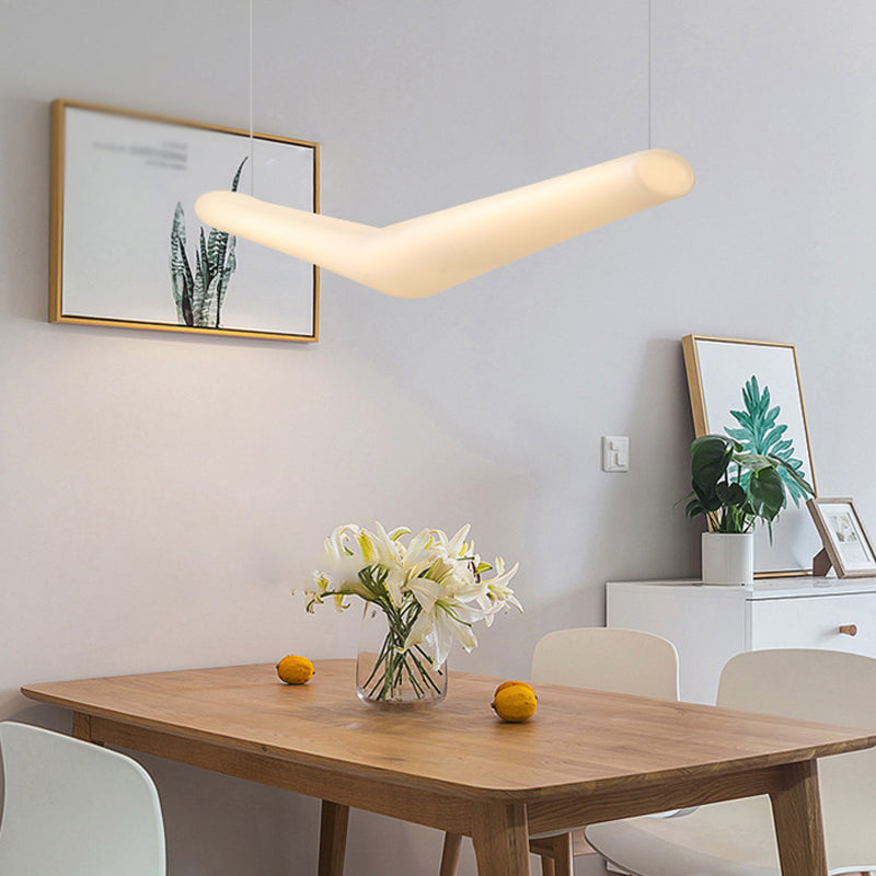 V Shape Island Light Minimalist LED Plastic Hanging Lamp for Dining Room