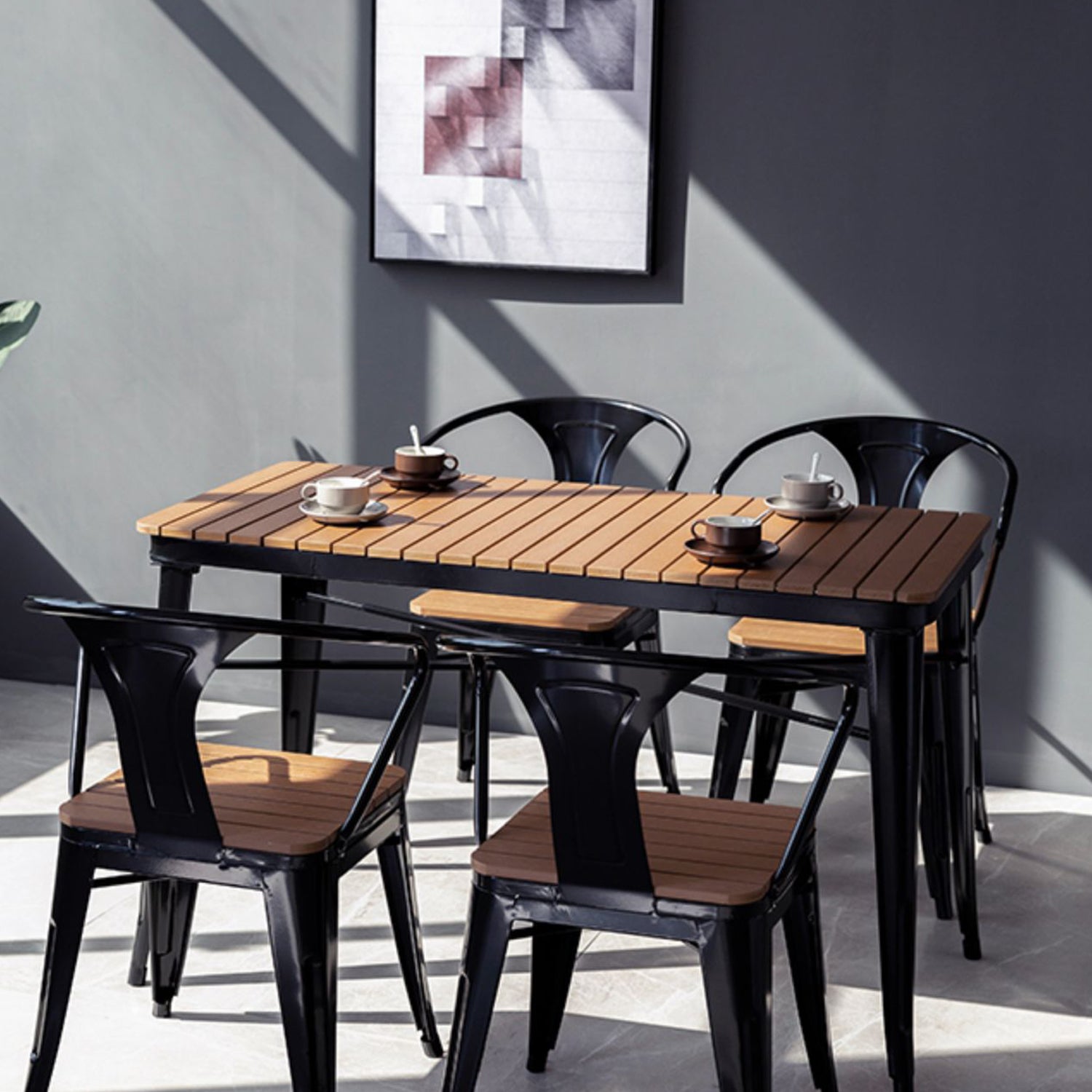 1/3/5 PCS Metal Industrial Dinette Ensemble avec ensemble de restauration en bois fabriqué