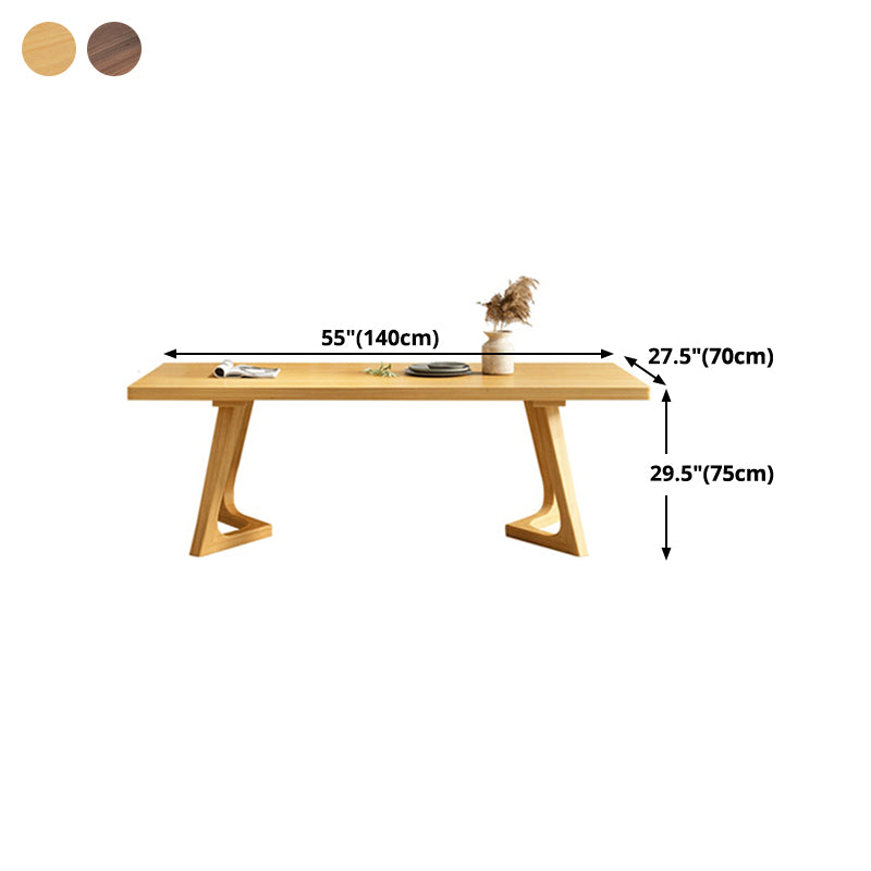 Mesa de comedor de madera sólida mesa rectangular de madera de pino con base de pedestal doble