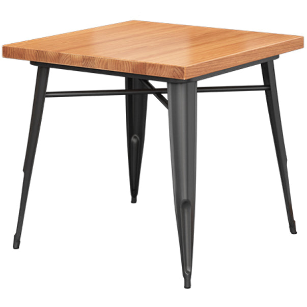 Mesa de comedor de madera sólida Mesa de comedor industrial de 4 patas con base de metal