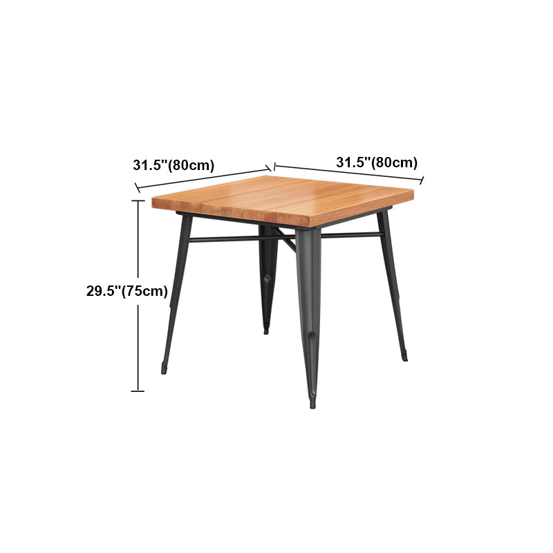 Mesa de comedor de madera sólida Mesa de comedor industrial de 4 patas con base de metal