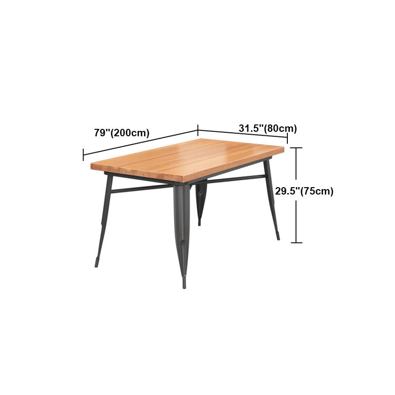 Mesa de comedor de madera sólida Mesa de comedor industrial de 4 patas con base de metal