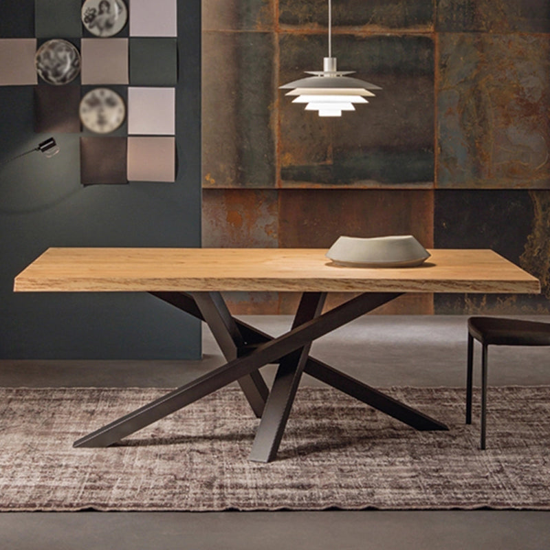 Rectangle 4 Legs Industrial Table Solid Wood Fixed Table for Restaurant