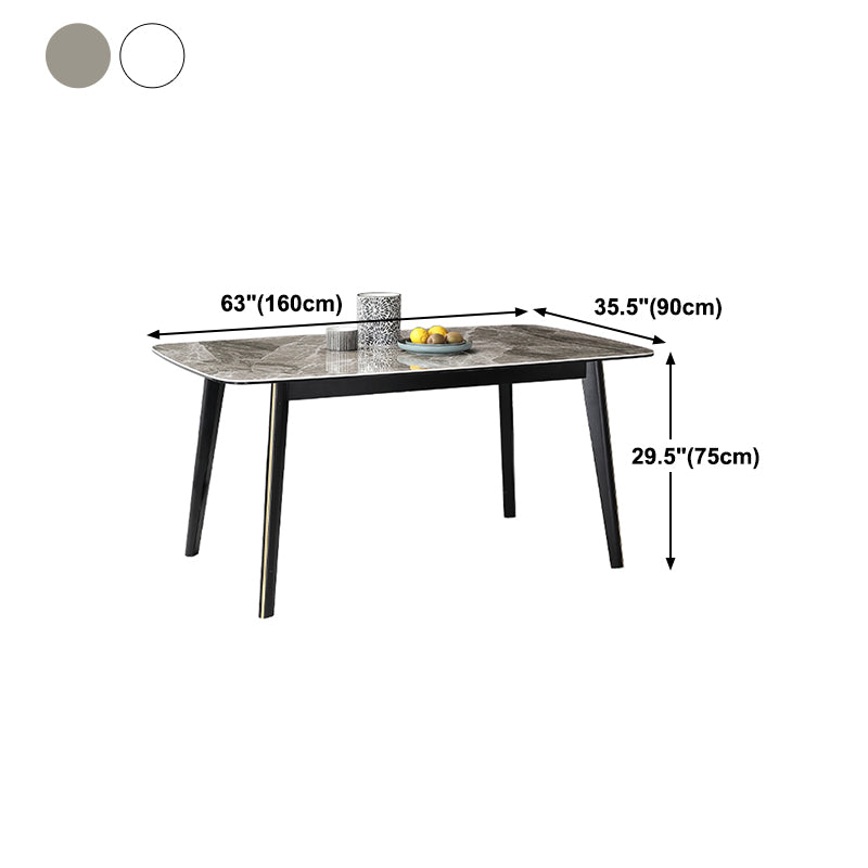Meubles en pierre de rectangle de table de salle à manger de style industriel avec 4 pieds