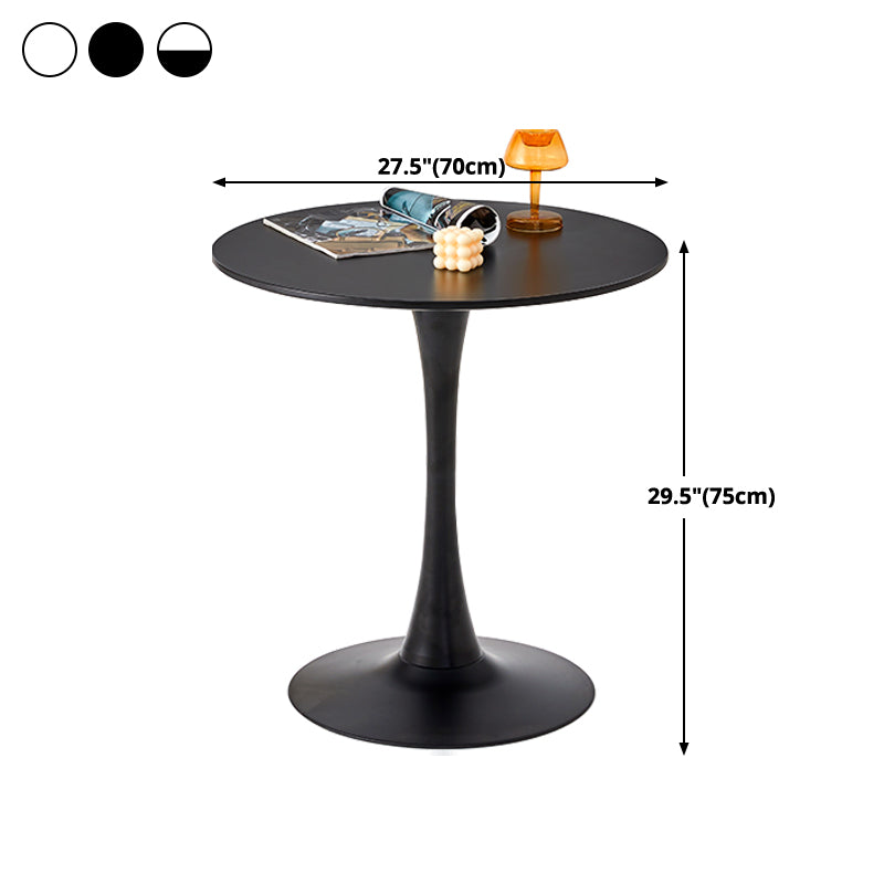 Mesa de comedor redonda moderna de metal, mesa interior con tapa de madera y base de tulipán