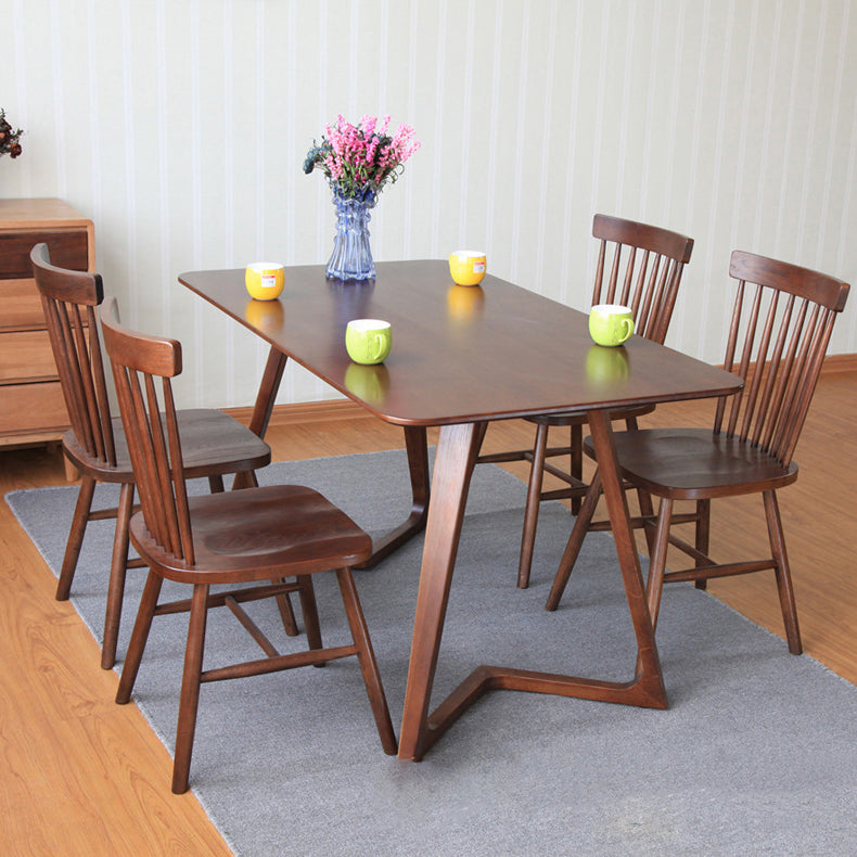 Rechthoek dubbele voetstuk moderne tafel massief hout vaste tafel voor thuis