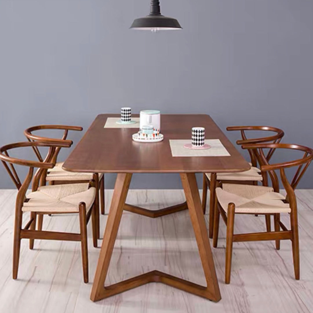 Rechthoek dubbele voetstuk moderne tafel massief hout vaste tafel voor thuis