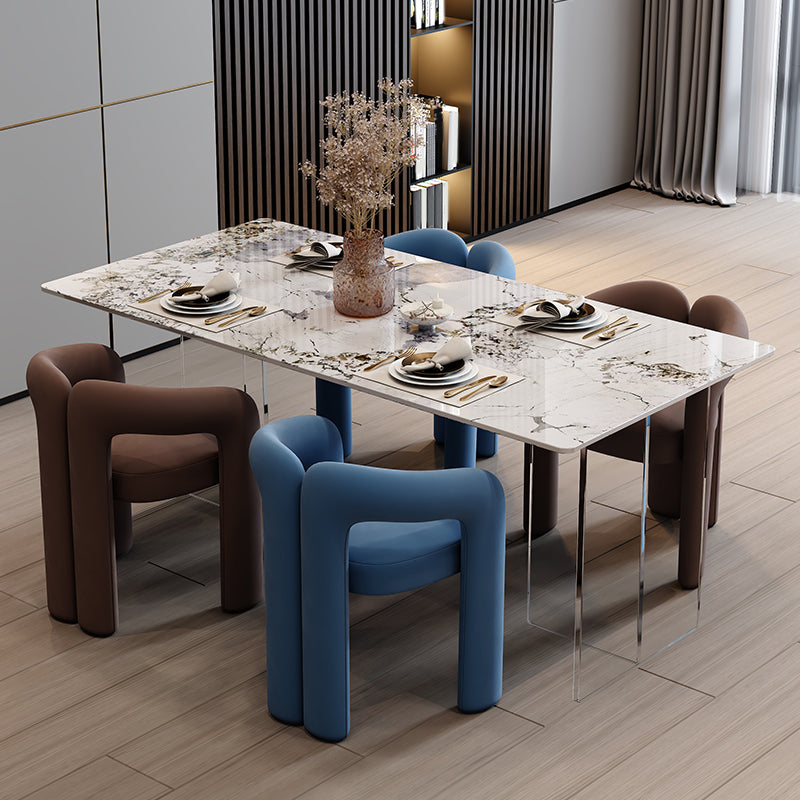 Sintered Stone Dining Table Modern Rectangle Dining Table with Acrylic Base for Home