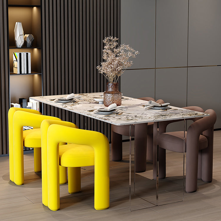 Sintered Stone Dining Table Modern Rectangle Dining Table with Acrylic Base for Home