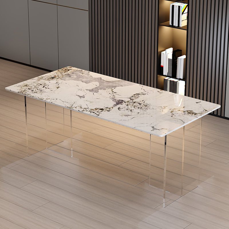 Sintered Stone Dining Table Modern Rectangle Dining Table with Acrylic Base for Home