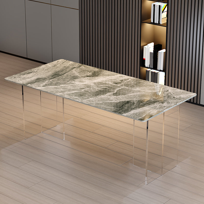 Sintered Stone Dining Table Modern Rectangle Dining Table with Acrylic Base for Home
