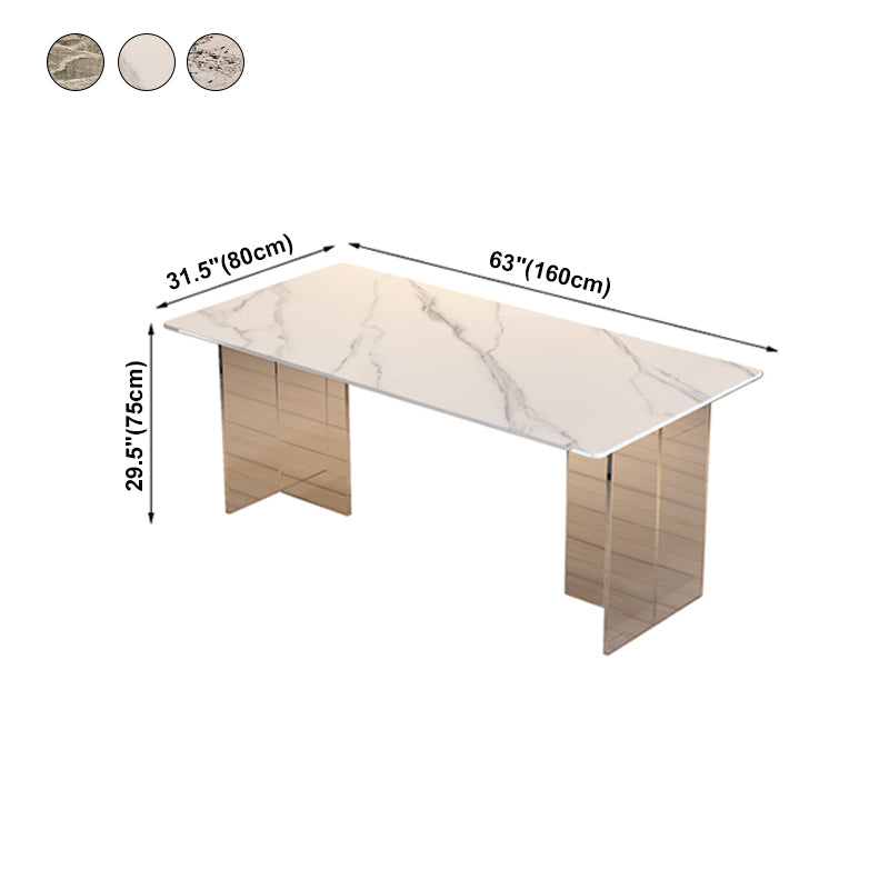 Sintered Stone Dining Table Modern Rectangle Dining Table with Acrylic Base for Home