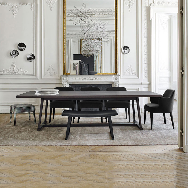 Mesa moderna de madera sólida para mesa de comedor rectangular de restaurantes con base de caballete