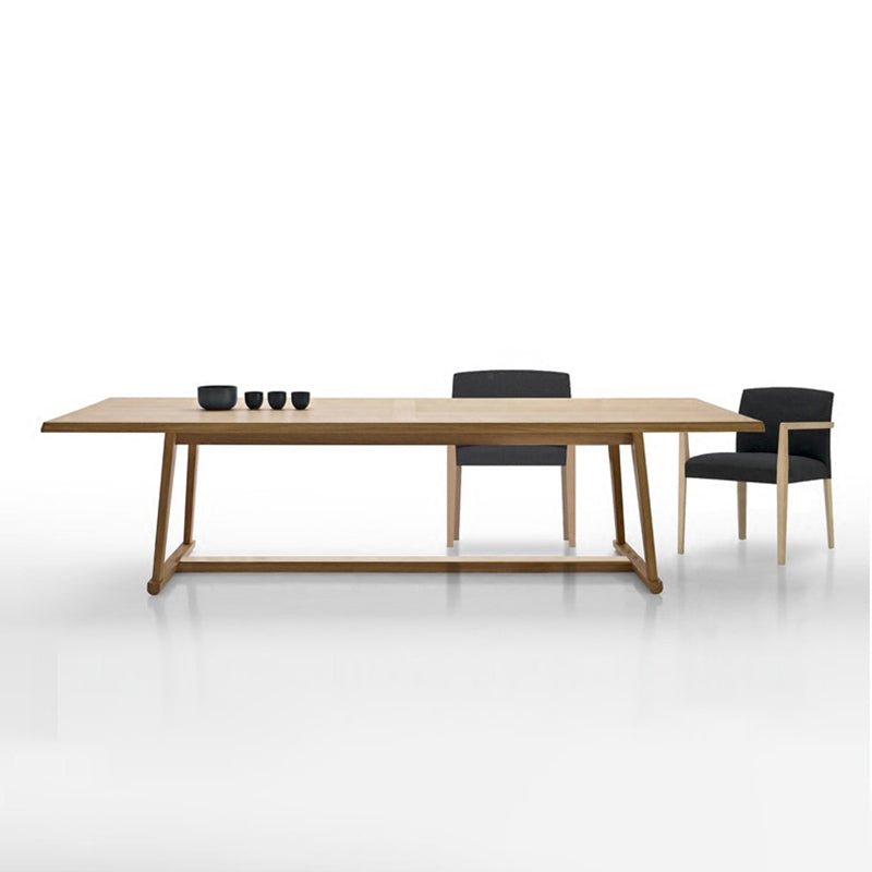 Mesa moderna de madera sólida para mesa de comedor rectangular de restaurantes con base de caballete