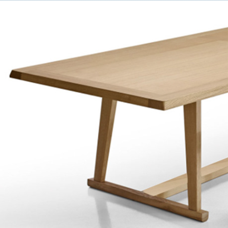 Mesa moderna de madera sólida para mesa de comedor rectangular de restaurantes con base de caballete