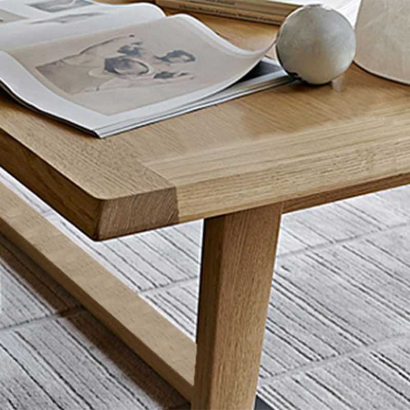 Mesa moderna de madera sólida para mesa de comedor rectangular de restaurantes con base de caballete