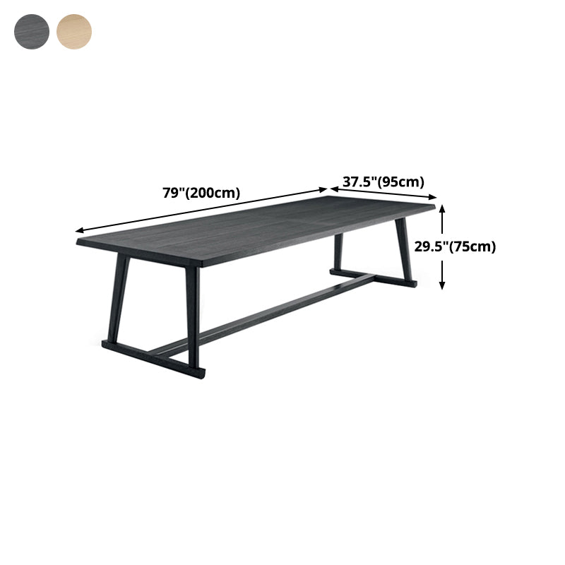 Mesa moderna de madera sólida para mesa de comedor rectangular de restaurantes con base de caballete