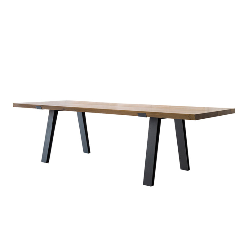 Mesa de estilo industrial con forma rectangular, mesa fija de madera maciza para uso doméstico