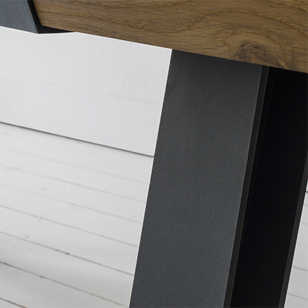 Mesa de estilo industrial con forma rectangular, mesa fija de madera maciza para uso doméstico