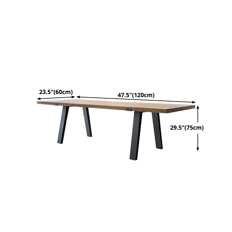 Mesa de estilo industrial con forma rectangular, mesa fija de madera maciza para uso doméstico
