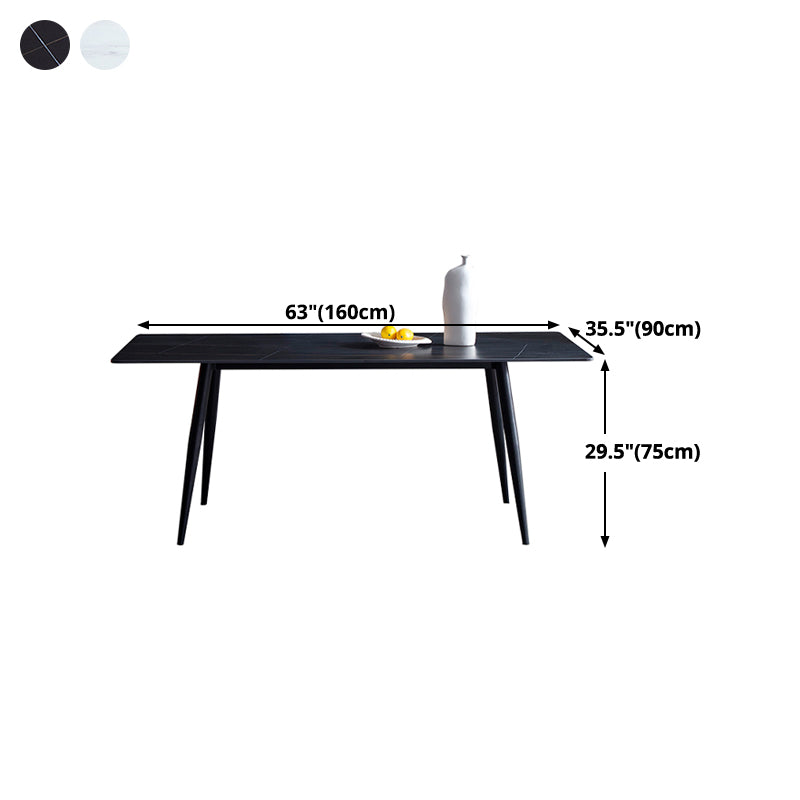 Mesa de comedor de estilo industrial rectangular de 4 patas, mesa fija de piedra sinterizada para cocina