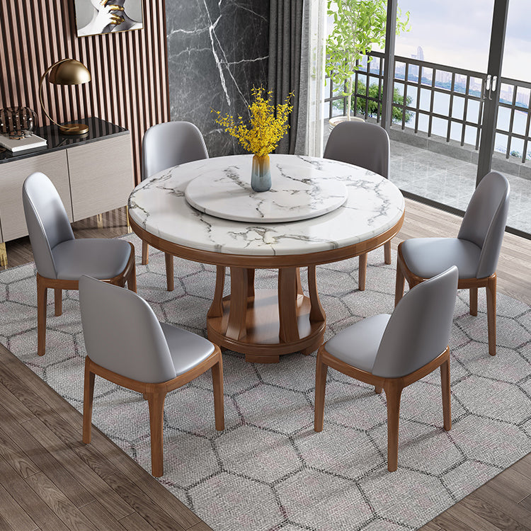 Mesa redonda del sitio de comedor sencille muebles de mármol con base de pedestal