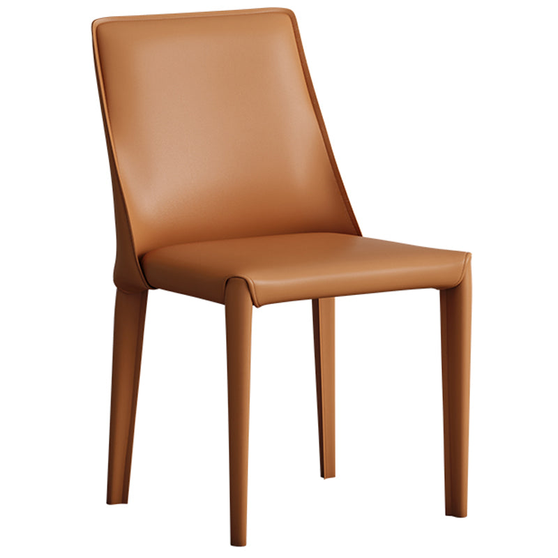 Designer Style Hotel Leather Side Chair Matte Finish Solid Back Dining Chair