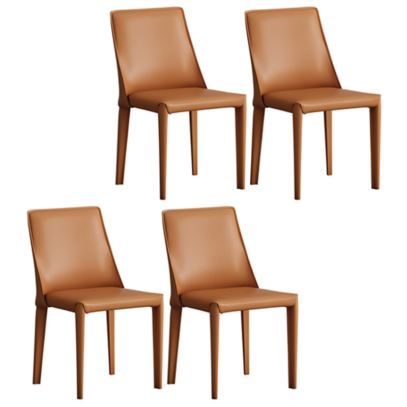 Silla lateral de cuero de hotel de estilo diseñador, silla de comedor con respaldo sólido y acabado mate