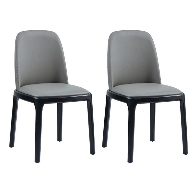 Contemporary Dining Armless Chair Matte Finish Leather Curved Parsons Chair