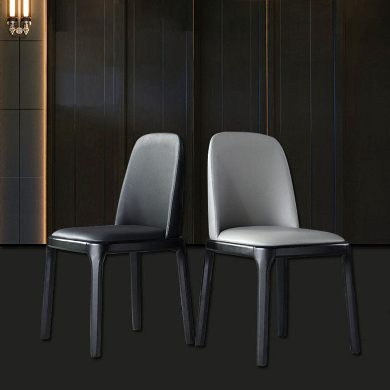 Silla de comedor contemporánea sin brazos Silla Parsons curvada de cuero con acabado mate